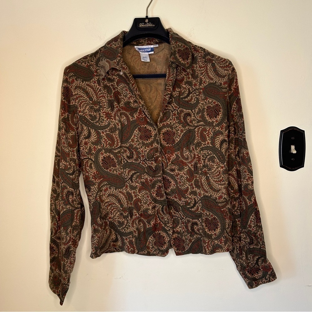 Vintage Pendleton Button Down Shirt Tailored Paisley 70s Style